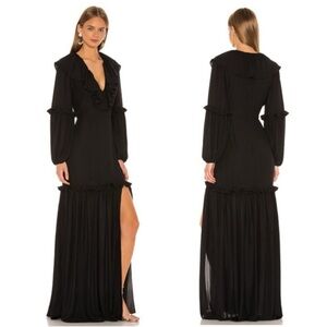Amanda Uprichard maxi dress long sleeve ruffle size S